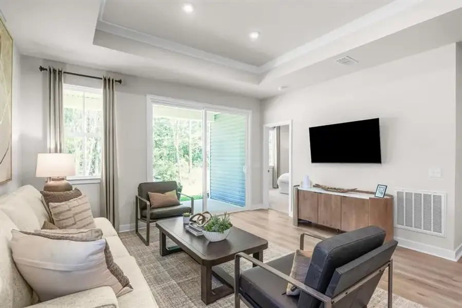 Representative furnished interior of a home built from the Silverleaf by Ryan Homes in Sterling Oaks Signature Series, Ash (Image 19). Representative furnished interior of a home built from the Silverleaf by Ryan Homes in Sterling Oaks Signature Series, Ash (Image 19).