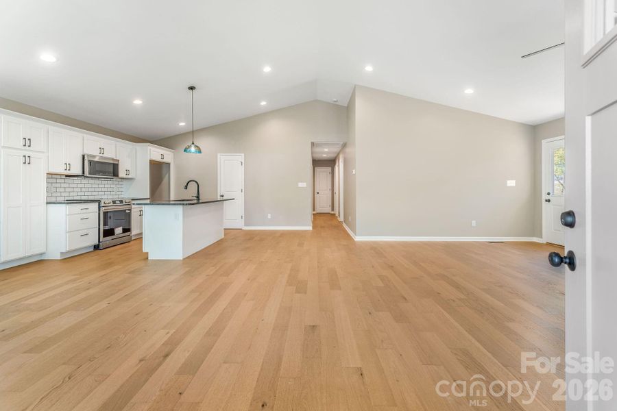 spacious living, dining and kitchen