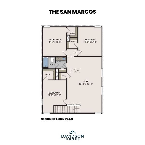 2D floor plan layout for the The San Marcos E by Davidson Homes LLC in Heartland, Heartland, TX (Image 3).