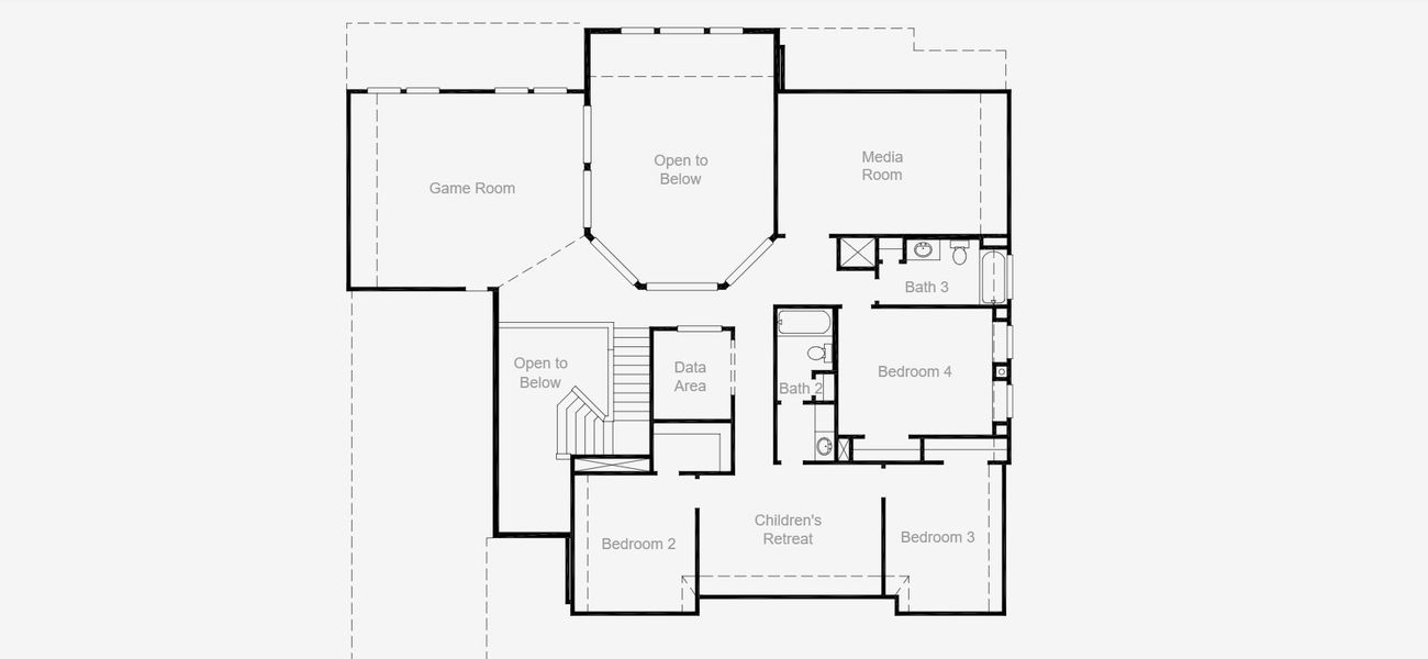 2D floor plan layout for the St. Charles II by Coventry Homes in Palmera Ridge, Leander, TX (Image 4). 2D floor plan layout for the St. Charles II by Coventry Homes in Palmera Ridge, Leander, TX (Image 4).