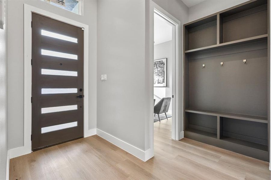 Entryway featuring light wood-type flooring