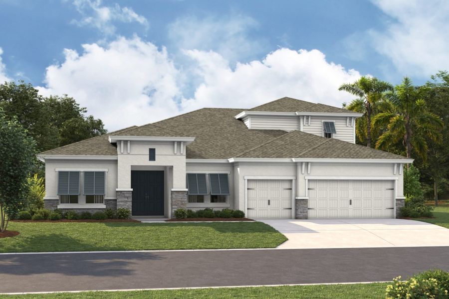 Representative exterior photo of a completed home built from the Cedar Key II by Homes by WestBay in Pasadena Woods, Wesley Chapel, FL (Image 2).