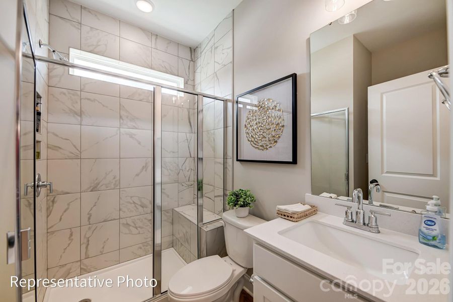 The guest bath on the main will have a 4-foot shower