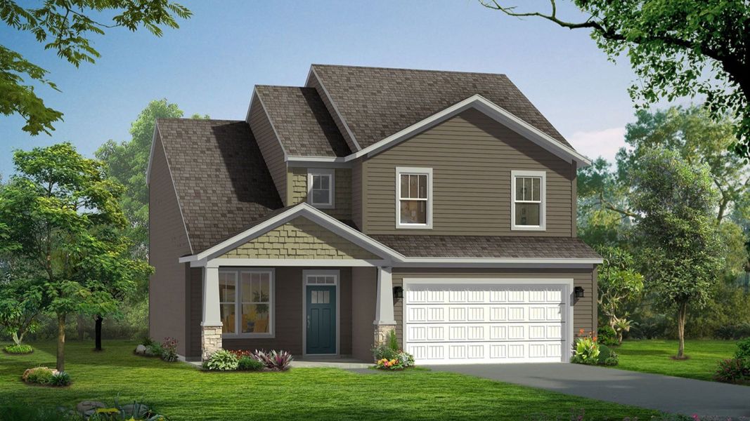 Representative exterior photo of a completed home built from the Cameron by DRB Homes in Fox Hollow, Spartanburg, SC (Image 20). Representative exterior photo of a completed home built from the Cameron by DRB Homes in Fox Hollow, Spartanburg, SC (Image 20).