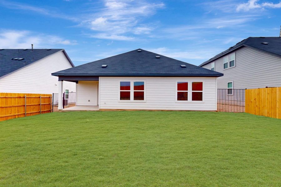 Exterior details and patio area of a home in Cascades at Onion Creek, Austin (Image 25). Exterior details and patio area of a home in Cascades at Onion Creek, Austin (Image 25).