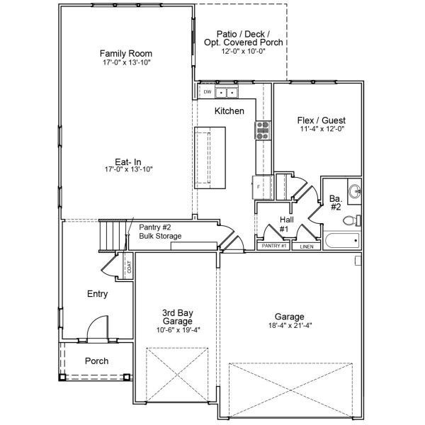 2D floor plan layout for the Saluda II - Vanguard Collection by Mungo Homes in Sweetbrier, Durham, NC (Image 3).