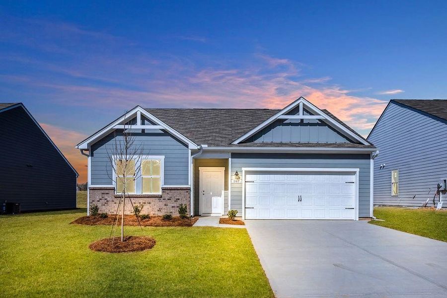 Front exterior of a new home in Three Rivers, Rome, GA, highlighting curb appeal (Image 1). Front exterior of a new home in Three Rivers, Rome, GA, highlighting curb appeal (Image 1).
