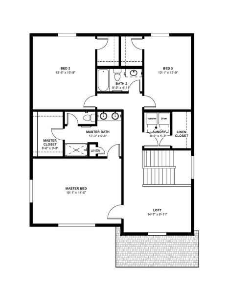 2D floor plan layout for the Clemens by Hartford Homes in Bloom, Fort Collins, CO (Image 6).