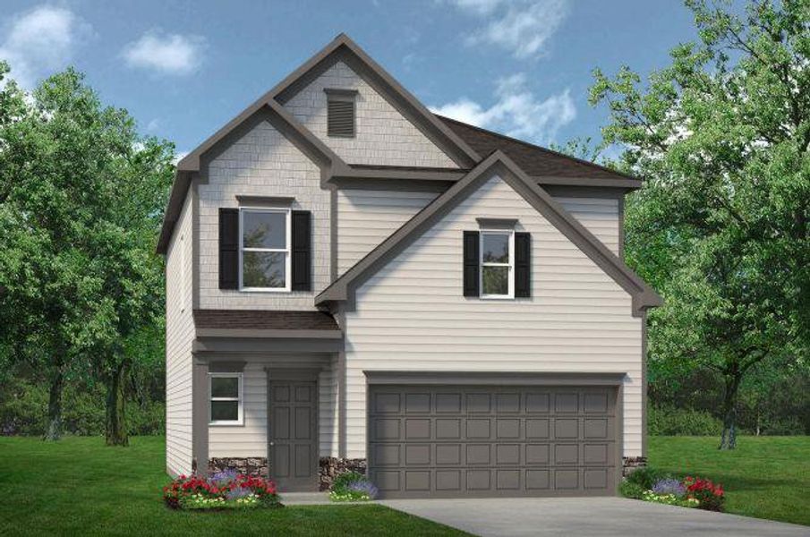 Front exterior of a new home in Fair Oak, Calhoun, GA, highlighting curb appeal (Image 1). Front exterior of a new home in Fair Oak, Calhoun, GA, highlighting curb appeal (Image 1).