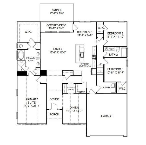 2D floor plan layout for the The Ransford by Stanley Martin Homes in Parkers Summit, Greer, SC (Image 3).