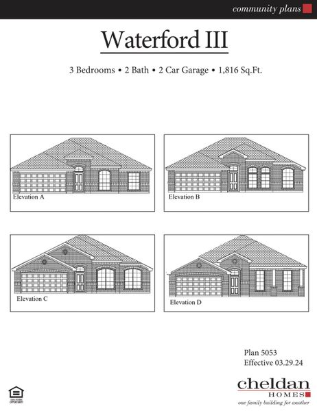 Representative exterior photo of a completed home built from the Waterford III by Cheldan Homes in Stoneview, Glen Rose, TX (Image 1).