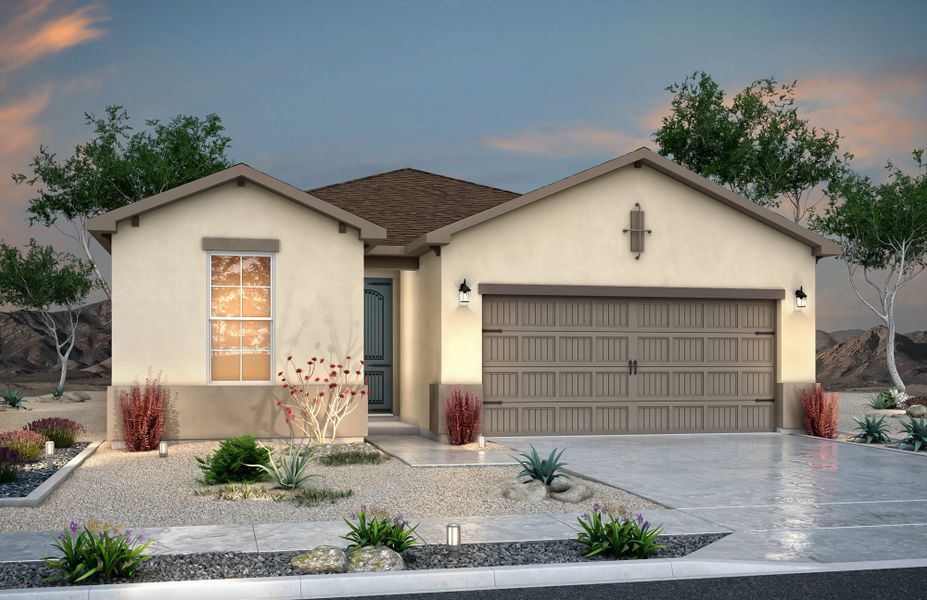 Representative exterior photo of a completed home built from the Texas Sage by View Homes in Campo Del Sol, El Paso, TX (Image 2). Representative exterior photo of a completed home built from the Texas Sage by View Homes in Campo Del Sol, El Paso, TX (Image 2).