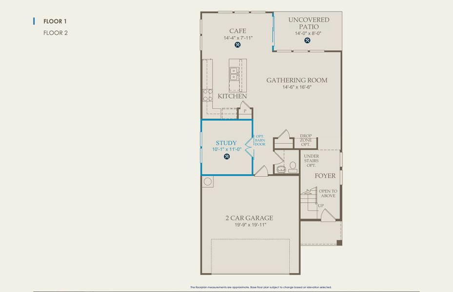 2D floor plan layout of this home in Wolf Ranch, Georgetown, TX (Image 3).
