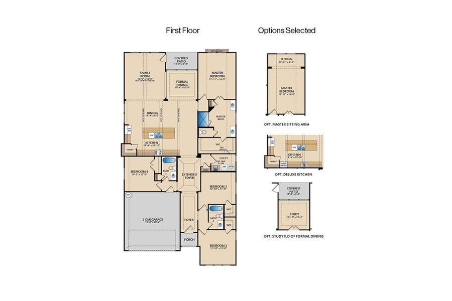 2D floor plan layout of this home in Meadow Run, Melissa, TX (Image 1).