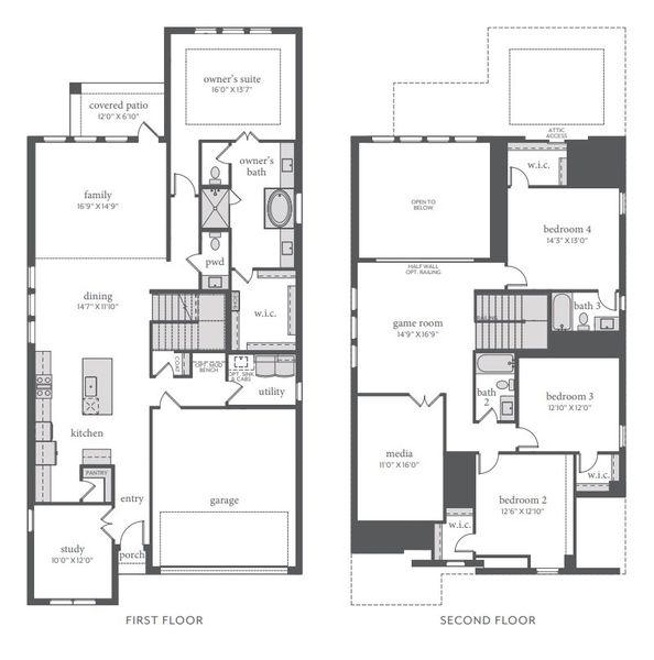 2D floor plan layout for the Pierre by Normandy Homes in Watson Branch, Mansfield, TX (Image 3). 2D floor plan layout for the Pierre by Normandy Homes in Watson Branch, Mansfield, TX (Image 3).