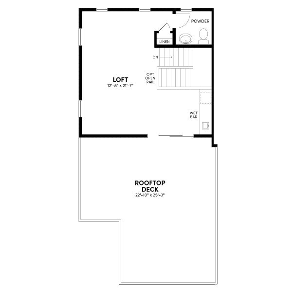 Floor 3: Optional 3rd Floor with Loft and Rooftop Deck