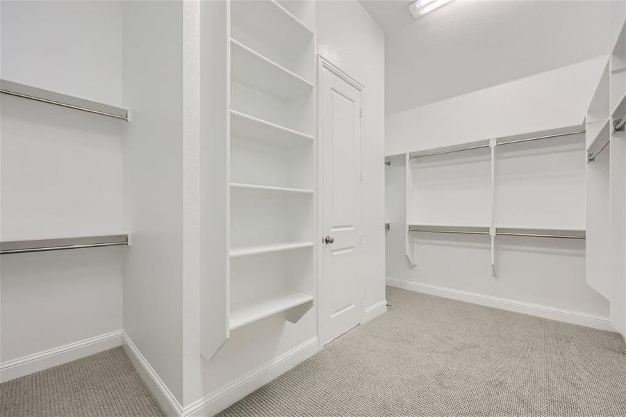 Walk in closet featuring carpet