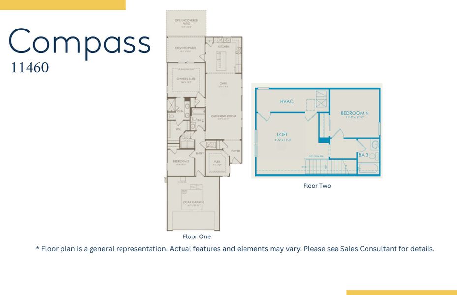2D floor plan layout of this home in The Haven at Riverlights, Wilmington, NC (Image 4).