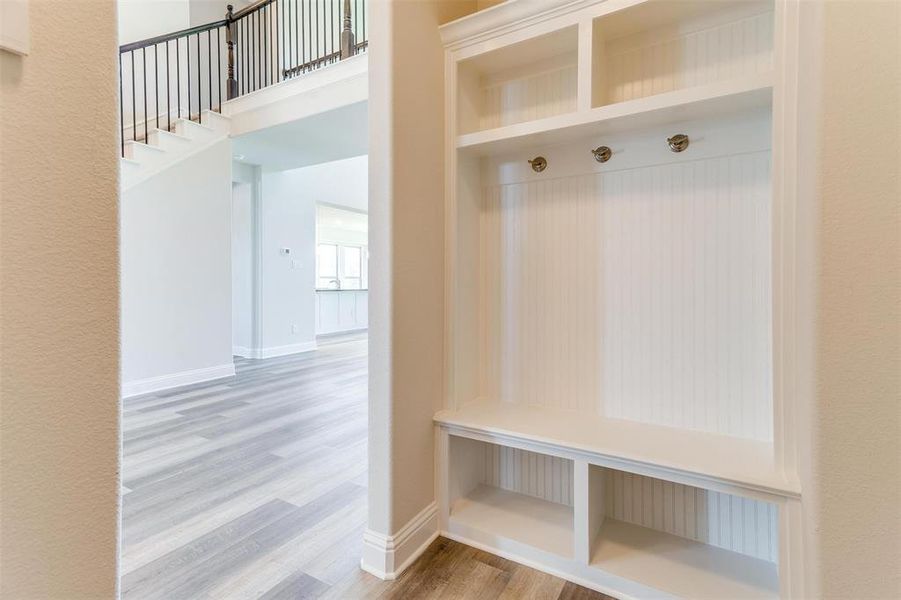 Mudroom featuring light hardwood / wood-style flooring