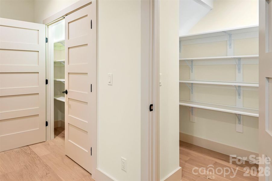 abundant storage for pantry and laundry/misc