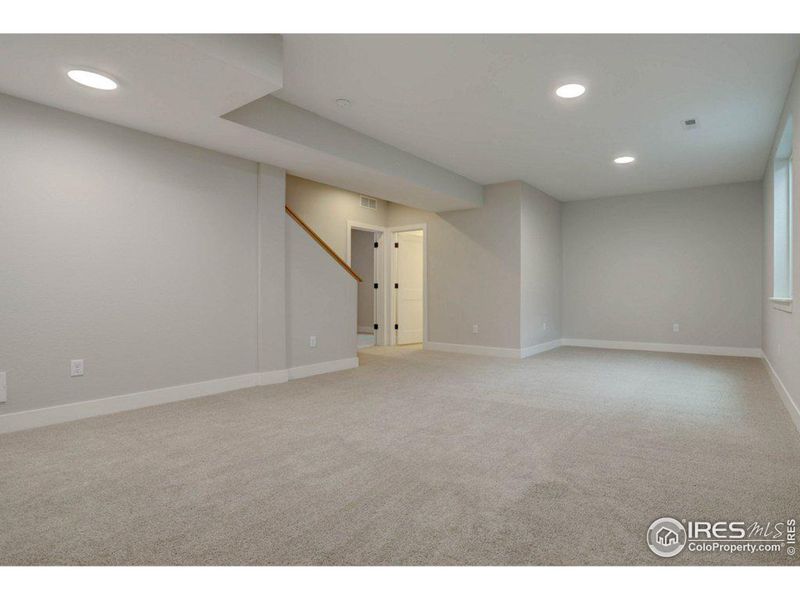 Recreation room in the fully finished basement