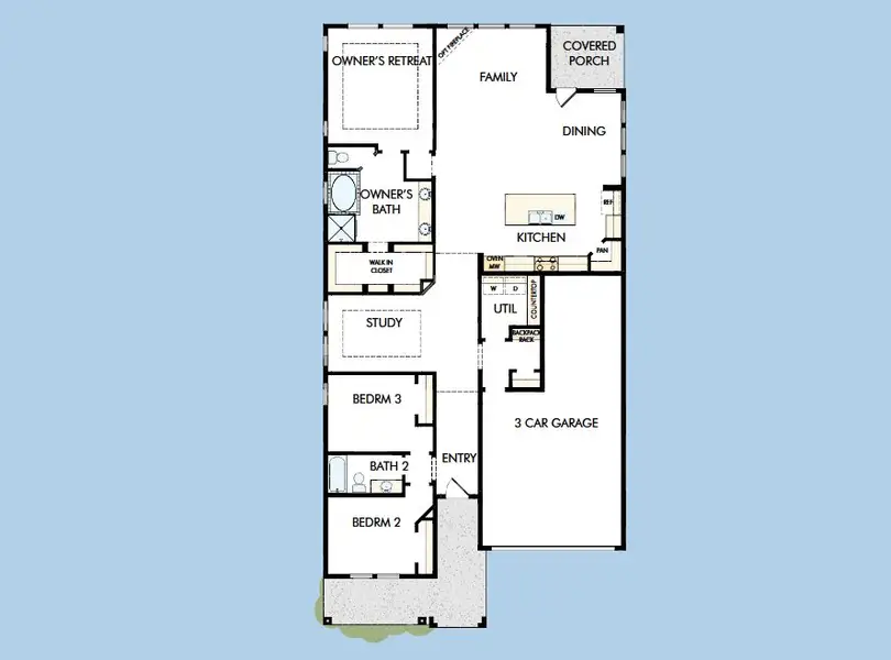 2D floor plan layout for the The Jasmine by David Weekley Homes in Ridgeline, McKinney, TX (Image 3).