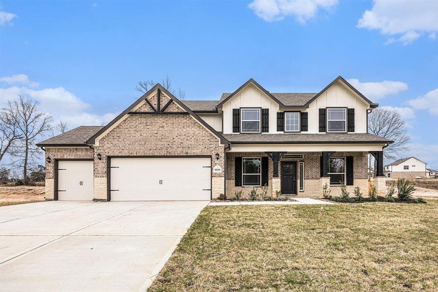 Impressive 2 story home with 3247 sq ft! Covered front porch and covered back patio on approx 3/4 acre lot (33,410 sq ft)!  Hurry, call 281-450-1056 today to make your appointment to tour this home! Representation photos of Winkler Floor Plan.  Colors and selections may vary! Estimated to be Completed 9/30/2024