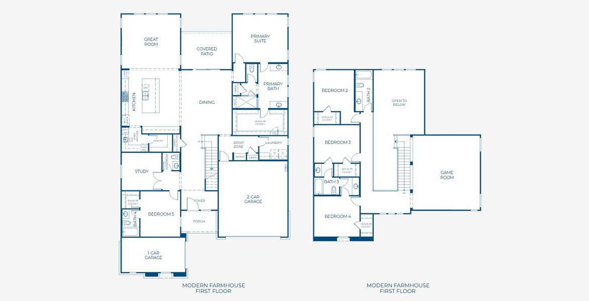 2D floor plan layout for the 5054 by Risewell Homes in Bluff Haven, Georgetown, TX (Image 3).