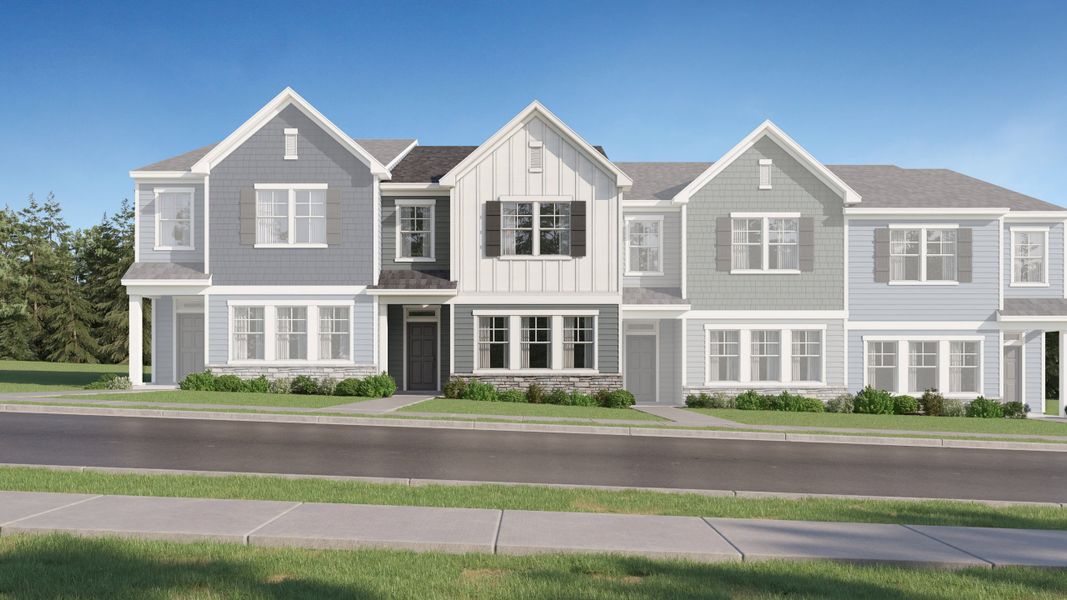 Front exterior of a new home in Marelli: Venture Collection, Sanford, NC, highlighting curb appeal (Image 1). Front exterior of a new home in Marelli: Venture Collection, Sanford, NC, highlighting curb appeal (Image 1).