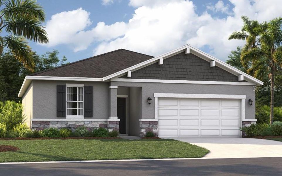 Front exterior of a new home in Village at Windsor Reserve, Eagle Lake, FL, highlighting curb appeal (Image 1). Front exterior of a new home in Village at Windsor Reserve, Eagle Lake, FL, highlighting curb appeal (Image 1).
