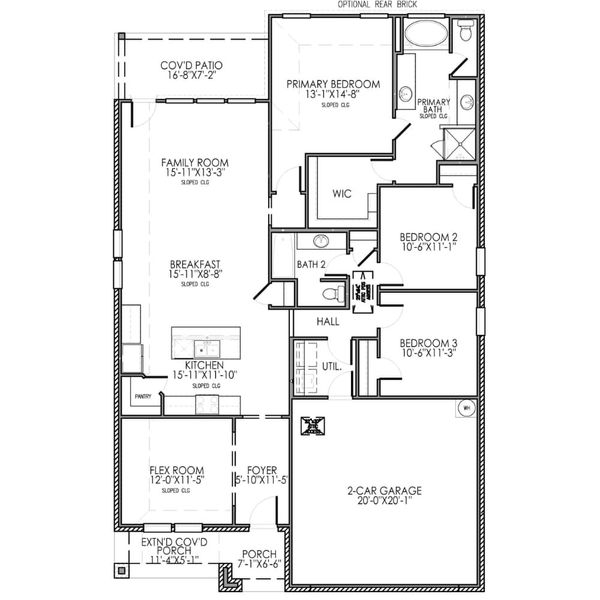 2D floor plan layout for the The Navarro by Lillian Custom Homes in Freeman Farm, Kaufman, TX (Image 5).
