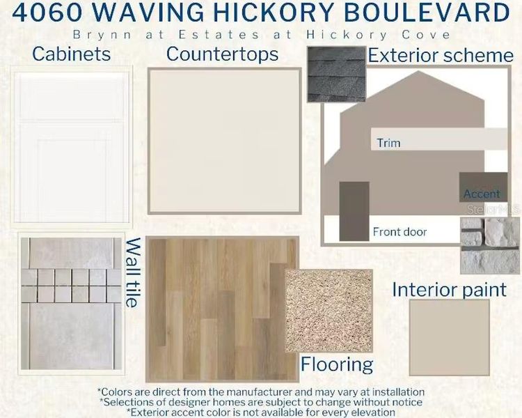Sample of building materials used in homes in Estates at Hickory Cove - Bungalows, St. Cloud (Image 4). Sample of building materials used in homes in Estates at Hickory Cove - Bungalows, St. Cloud (Image 4).