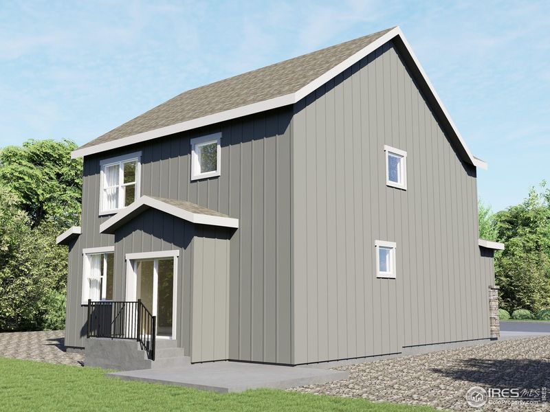 Front exterior of a new home in Wilson Commons, Loveland, CO, highlighting curb appeal (Image 6).