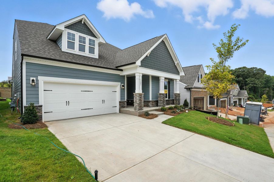 Front exterior of a new home in Villas at Prestwick, Mooresville, NC, highlighting curb appeal (Image 2).