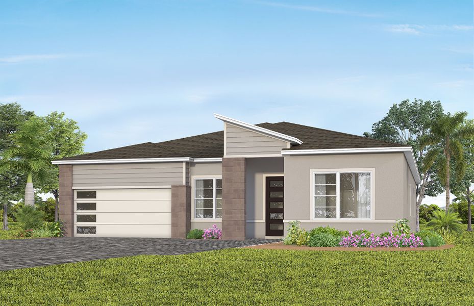 Representative exterior photo of a completed home built from the Merlot by Pulte Homes in Lakehaven Estates, Clermont, FL (Image 11). Representative exterior photo of a completed home built from the Merlot by Pulte Homes in Lakehaven Estates, Clermont, FL (Image 11).