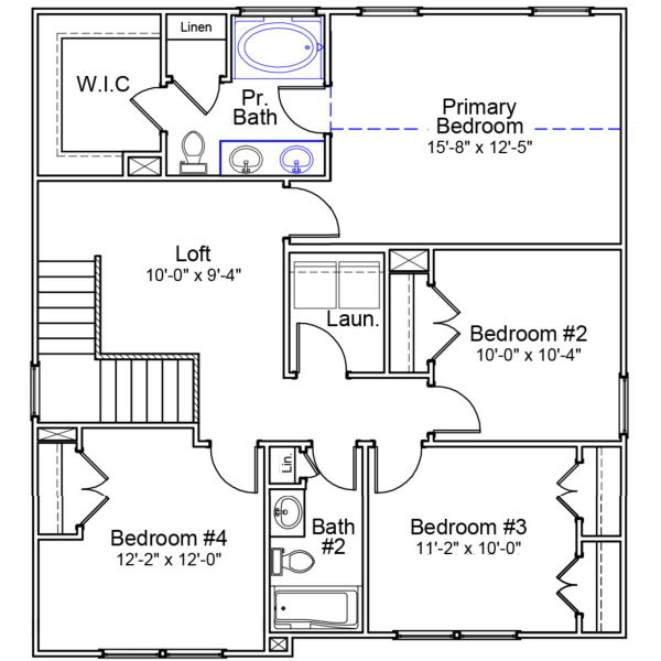 2D floor plan layout of this home in Killians Crossing, Blythewood, SC (Image 4).