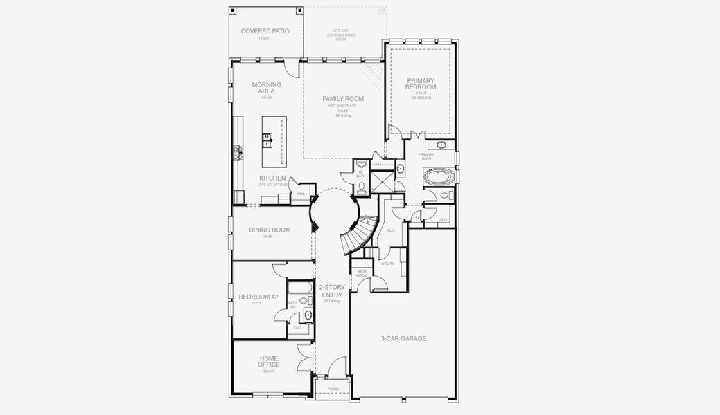 2D floor plan layout for the 3395W by Perry Homes in Devonshire 55', Forney, TX (Image 5). 2D floor plan layout for the 3395W by Perry Homes in Devonshire 55', Forney, TX (Image 5).