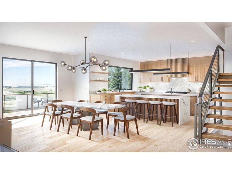Open main level layout with 9-ft+ ceilings and stunning unobstructed views of Boulder, the flatirons, foothills and so much more.