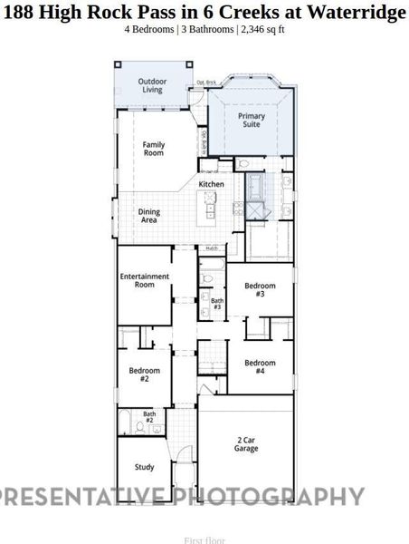 2D floor plan layout of this home in 6 Creeks at Waterridge, Kyle, TX (Image 5).