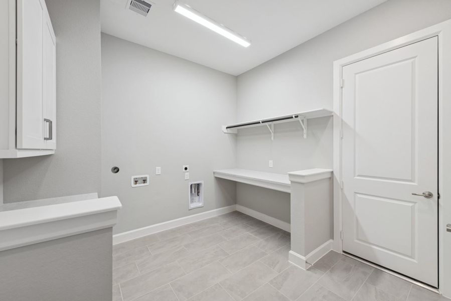 Incredible Utility room with folding table, hanging rod built-in cabinets with folding table and linen closet Incredible Utility room with folding table, hanging rod built-in cabinets with folding table and linen closet