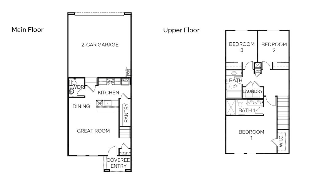 2D floor plan layout for the 1309 by D.R. Horton in Bristol Terrace, Statesville, NC (Image 3). 2D floor plan layout for the 1309 by D.R. Horton in Bristol Terrace, Statesville, NC (Image 3).