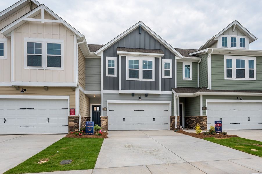 Representative exterior photo of a completed home built from the The Bushwick by David Weekley Homes in Westview Towns, Waxhaw, NC (Image 1).