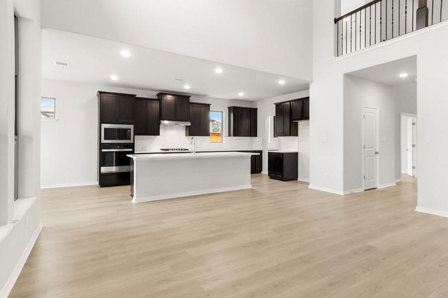 View from family room to kitchen