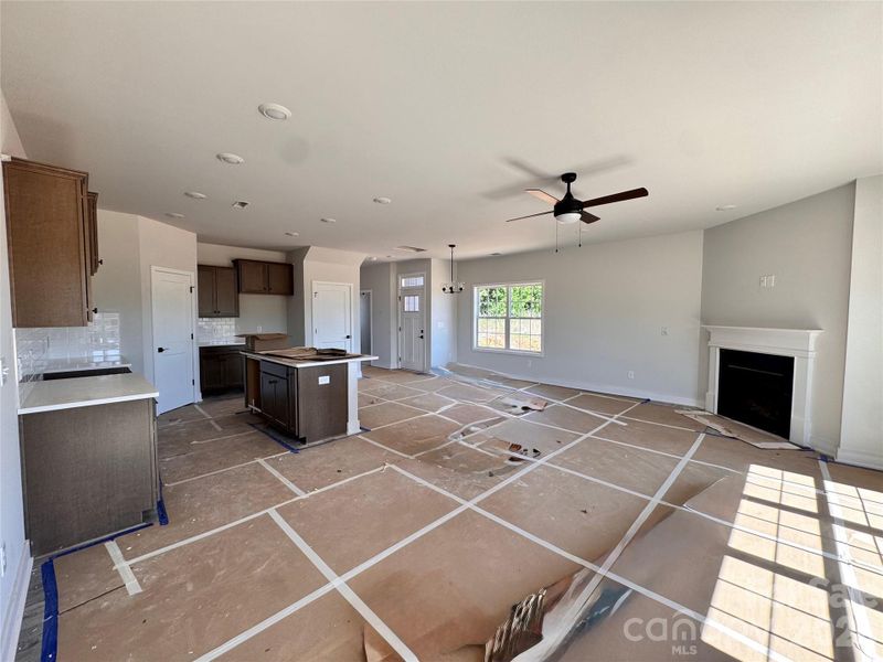 Family room and kitchen
