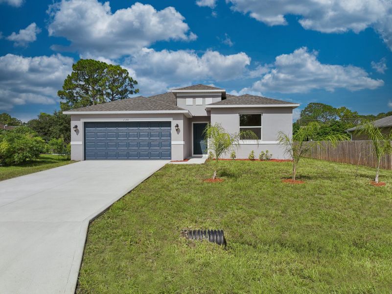Representative exterior photo of a completed home built from the The Emerald by INB Homes in Palm Coast, Palm Coast, FL (Image 1).