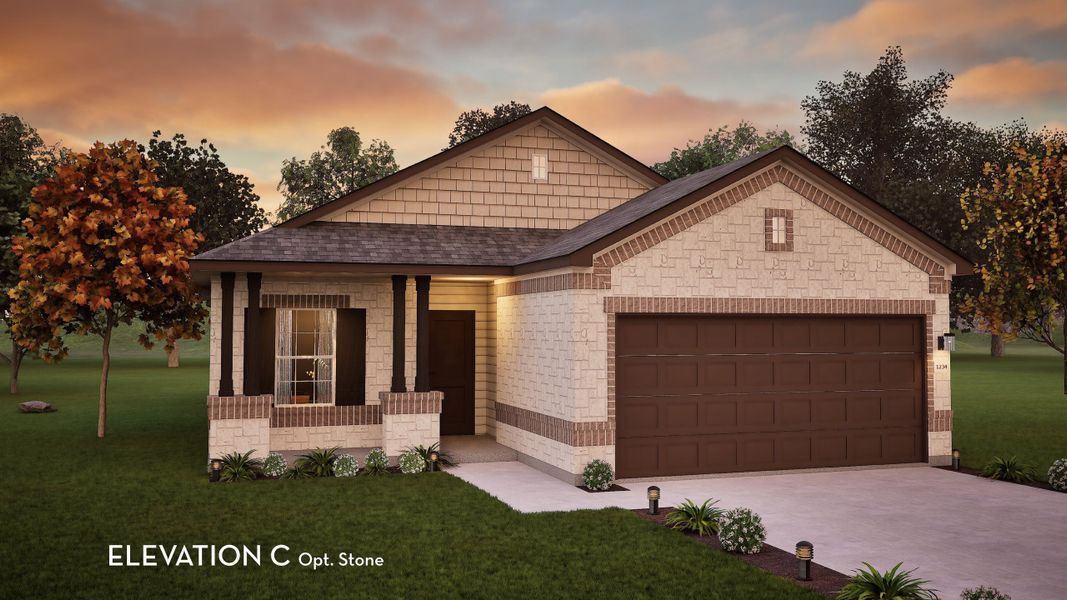 Representative exterior photo of a completed home built from the Comal by CastleRock Communities in Sunfield, Buda, TX (Image 21).