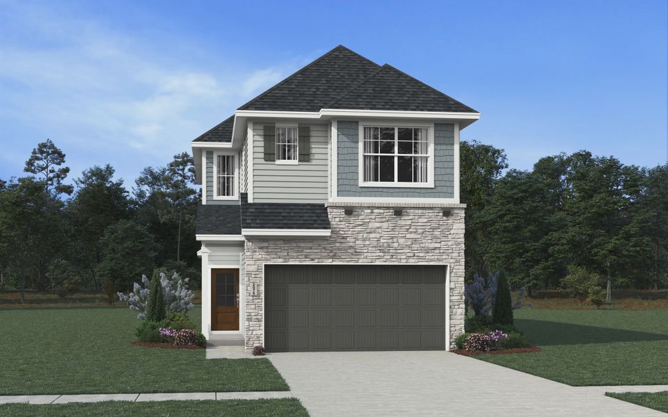 Representative exterior photo of a completed home built from the Lorraine by Chesmar Homes in Meridiana Chateau, Iowa Colony, TX (Image 4). Representative exterior photo of a completed home built from the Lorraine by Chesmar Homes in Meridiana Chateau, Iowa Colony, TX (Image 4).