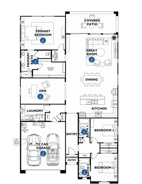 2D floor plan layout of this home in Ridgecrest™—a Trilogy® Boutique Community™, Peoria, AZ (Image 3).