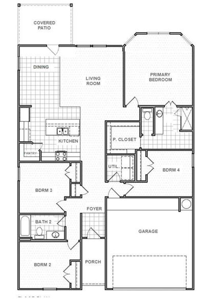 2D floor plan layout of this home in Hunters Crossing, Sealy, TX (Image 3).