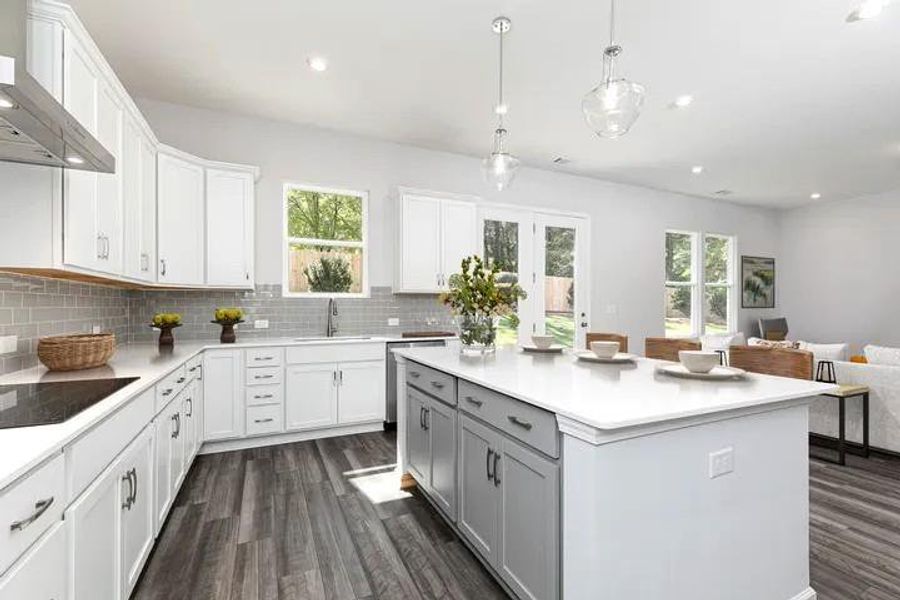 Furnished interior view inside a new home in The Beacon at Old Peachtree Single Family Homes, Lawrenceville (Image 11). Furnished interior view inside a new home in The Beacon at Old Peachtree Single Family Homes, Lawrenceville (Image 11).